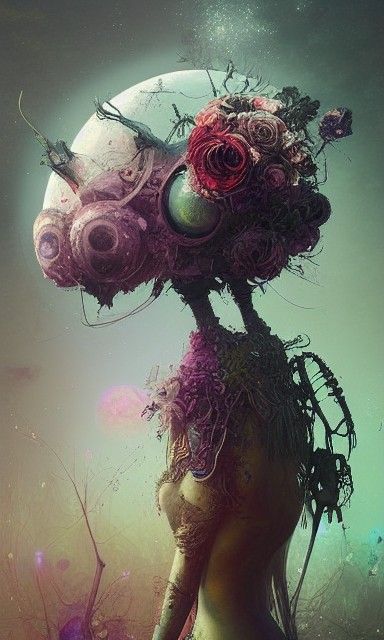 Surreal Alien Bouquet in Hyperrealistic Style