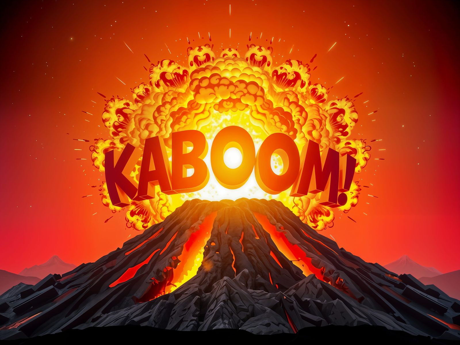 Volcanic Kaboom Explosion in Disney Pixar Style