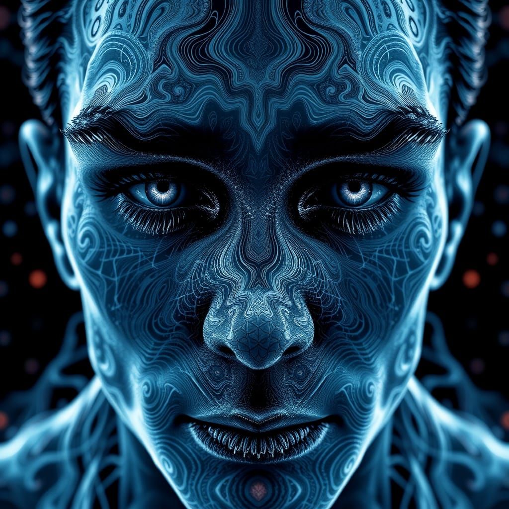 Abstract Portrait with Fractal and Zentangle Elements