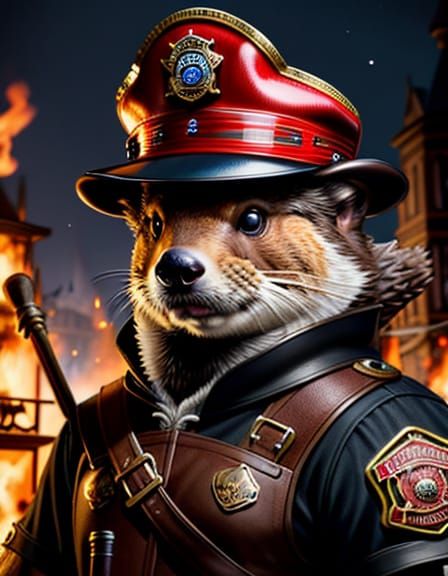 Fantasy Beaver Fire Chief at Night