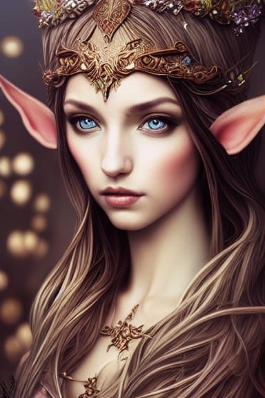 Elegant Elf Goddess Digital Illustration in 8k
