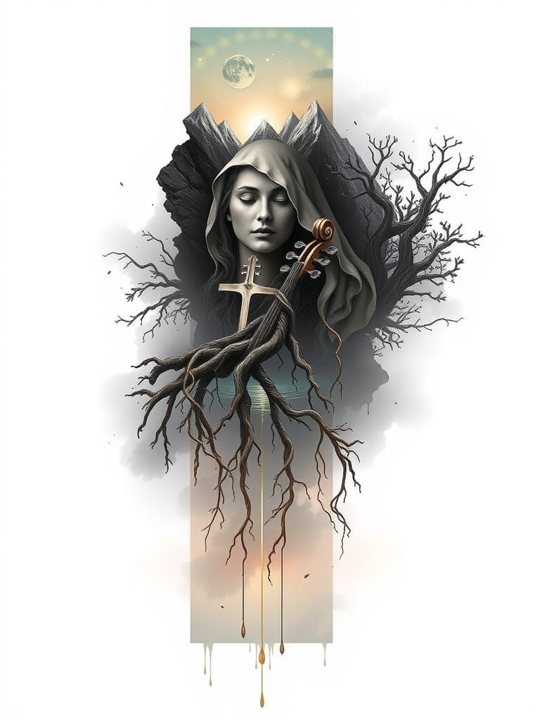 Celestial Mountain Goddess Weeping Above Crystal Lake