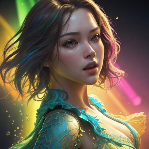 Hyperrealistic Dancing Queen Splash Art Concept