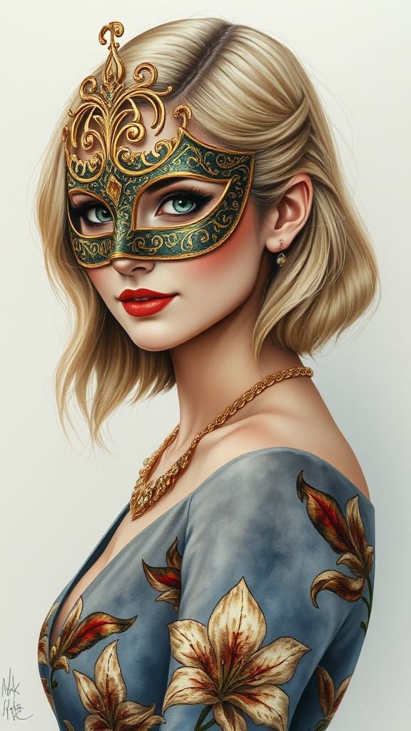 Full body, enchanting hyper realistic acrylic-watercolor mix...