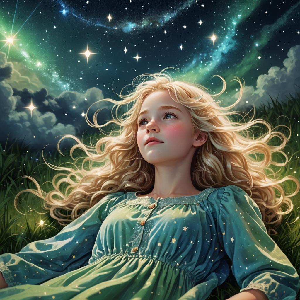 Dreamy Stargazer in a Celestial Digital Art