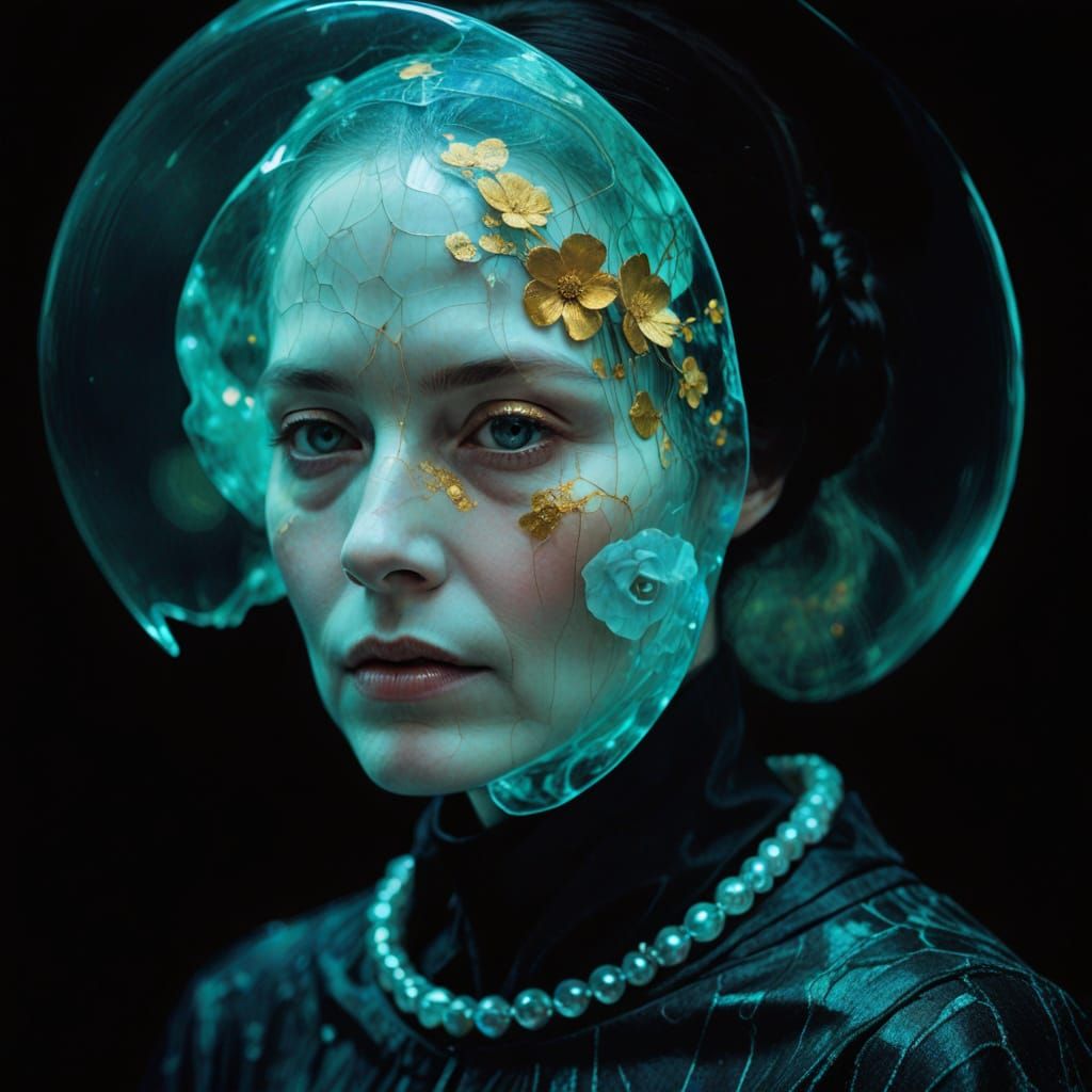 Gilded Portrait of Elegance in Gustav Klimt Style