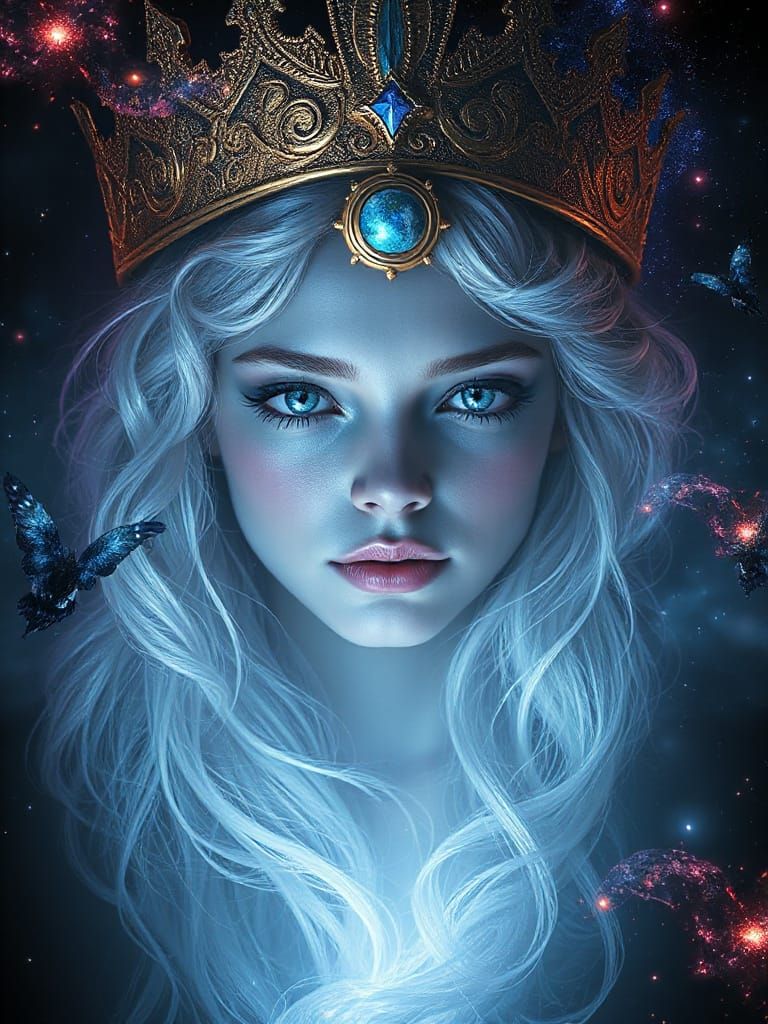 Ethereal Visage in Cosmic Digital Art