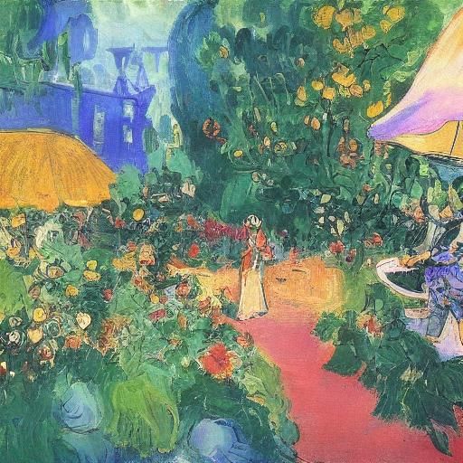 Mermaids in an Urban Garden: Impressionistic Style