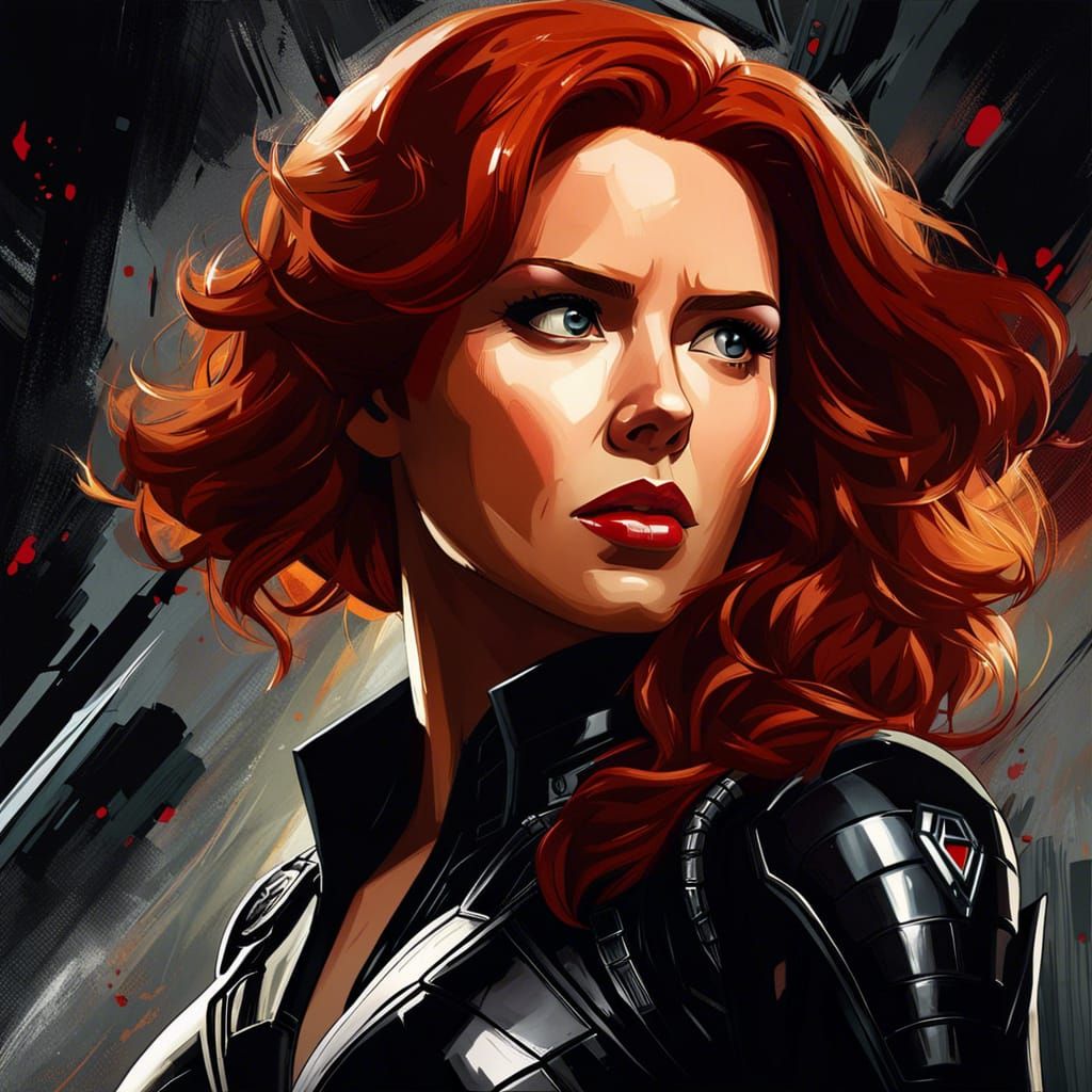 Black Widow: Sci-Fi Anime Style Portrait