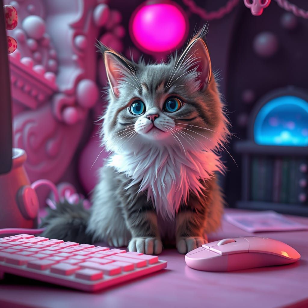 Whimsical Ragdoll Cat in a Dreamlike World