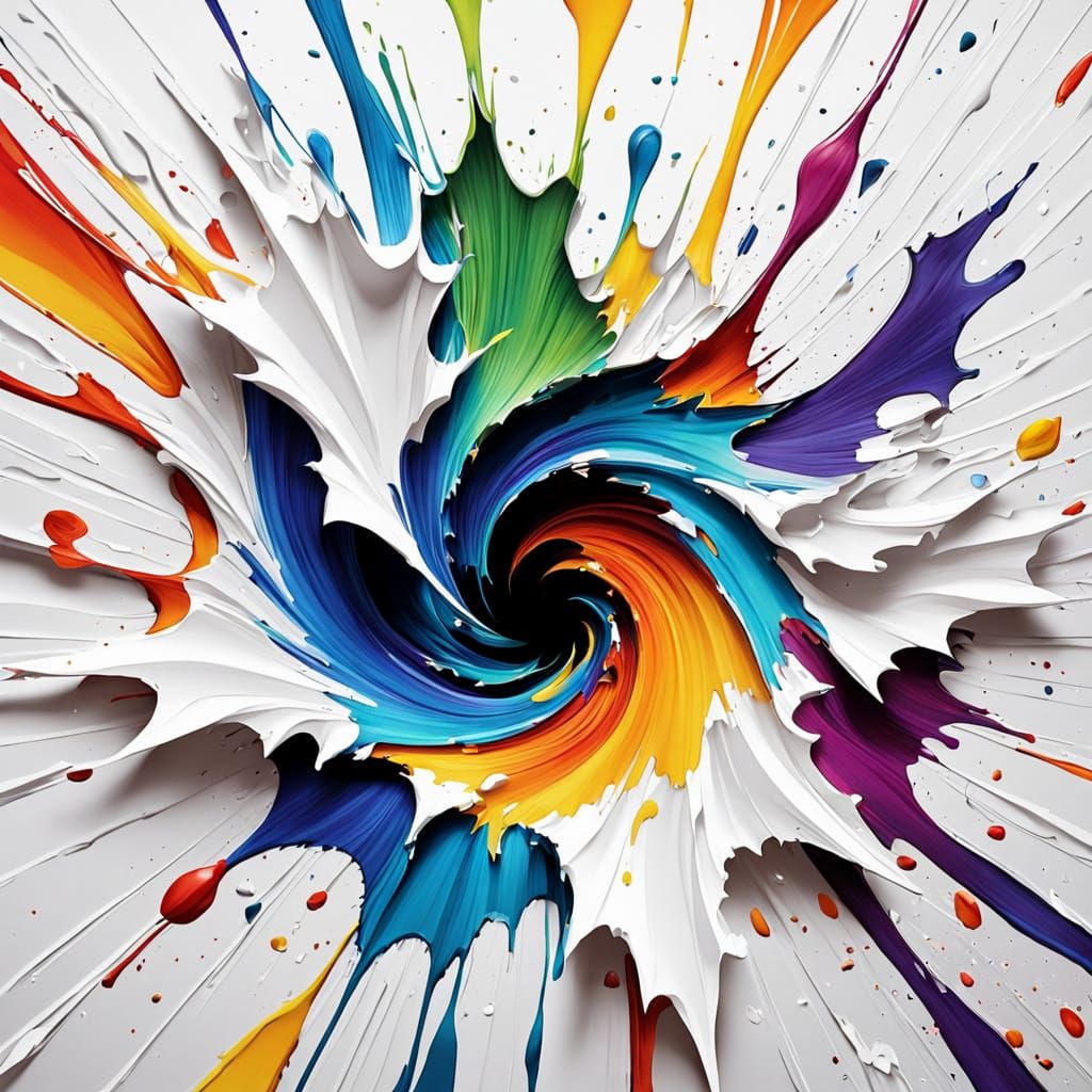 Vibrant Abstract Art in Multicolored Splatters and Streams
