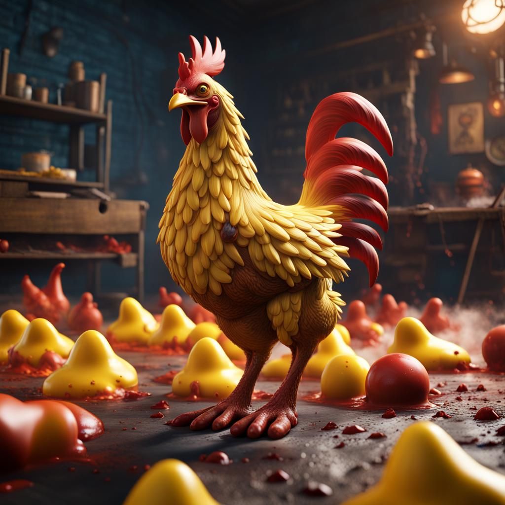 Fantastical Rubber Chicken Stomp in Detailed Matte Painting
