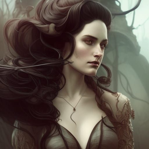 Gothic Necromancer Portrait in a Dark Fantastical Style