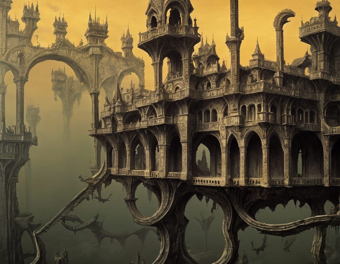 Surreal Castle Floating in Mid-Air
