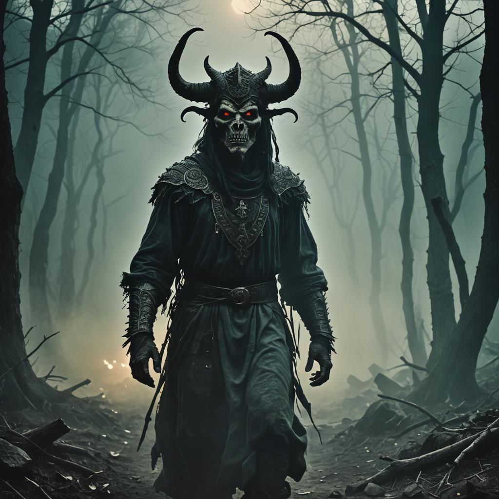 Atmospheric Spectral Demon of Albania: Cinematic Film Still