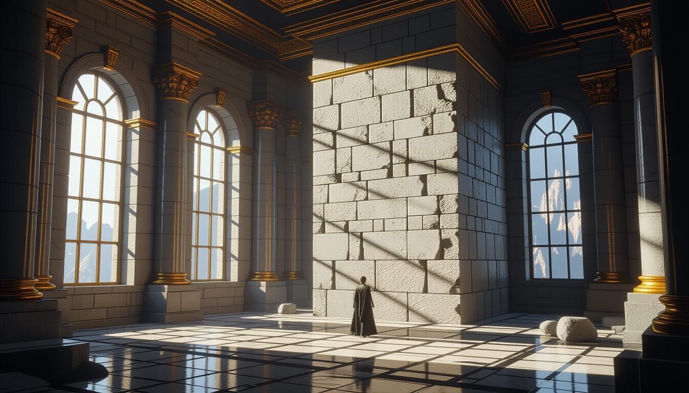 Ornate Stone Room with Gold and Marble