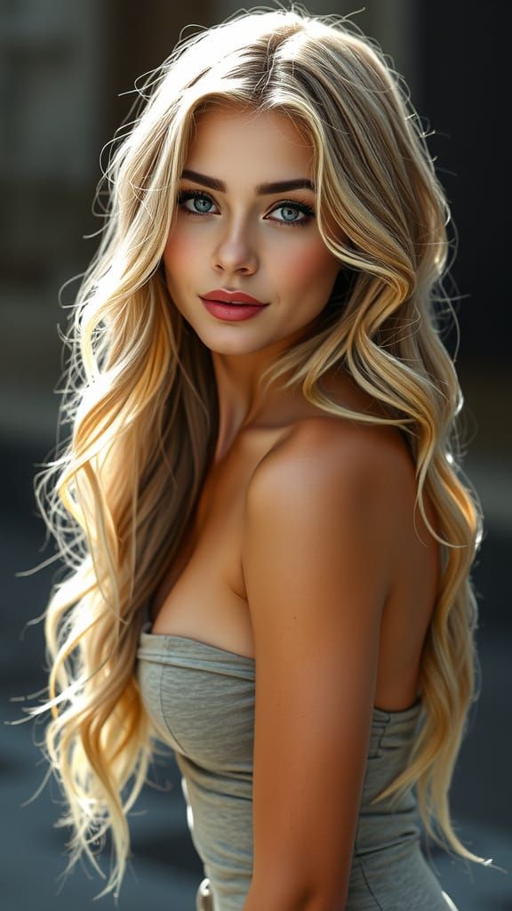 Beautiful Woman with Watercolor Body Painting in Hyperrealis...