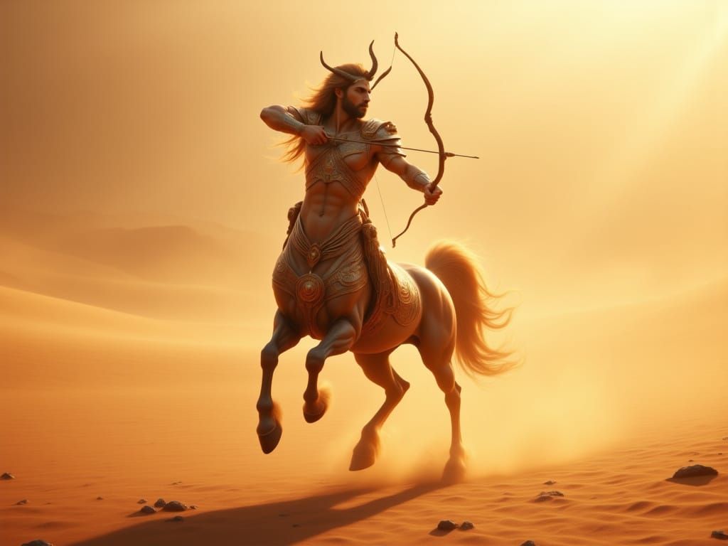 Centaur Archer Galloping Through Desert Dunes