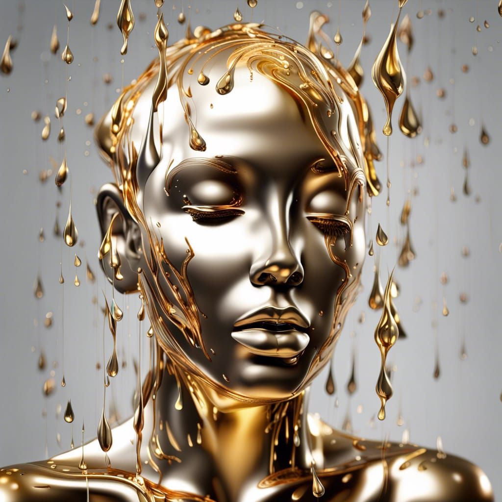 Golden Head in Fluid Metallic Style