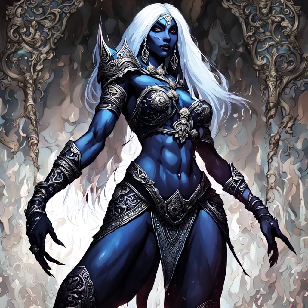 Exotic Drow Female with Sensual Dancer Aesthetic