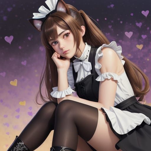 Adorable Maid Girl in Anime Style