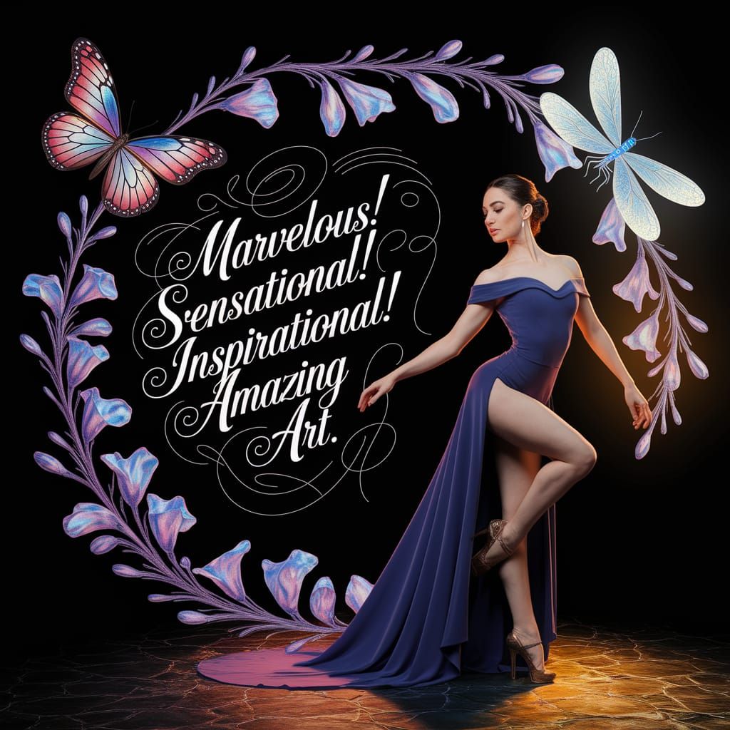 Sensual Dancer in Elegant Fantasy Attire