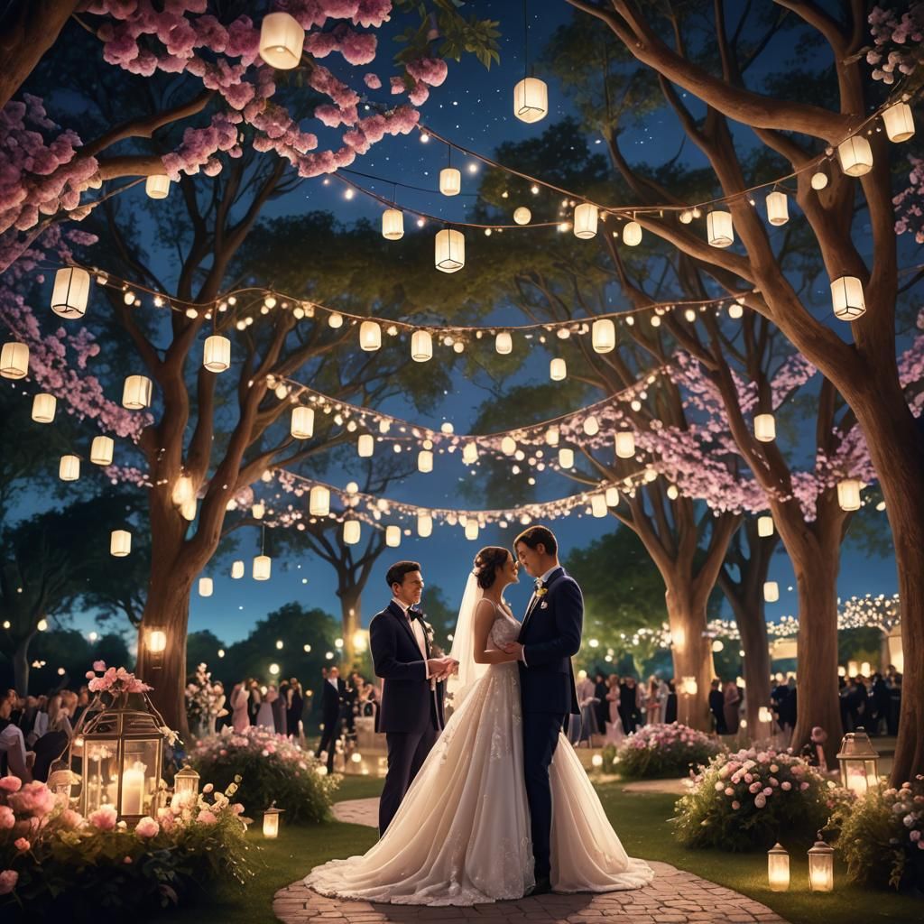 Enchanting Fairy Tale Wedding in Moonlit Park