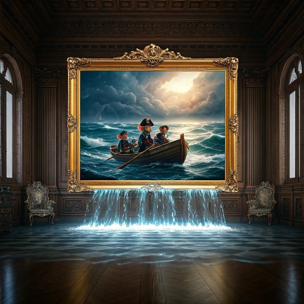 Grand Living Room with Pirate Mice and Stormy Seas in a Dazz...