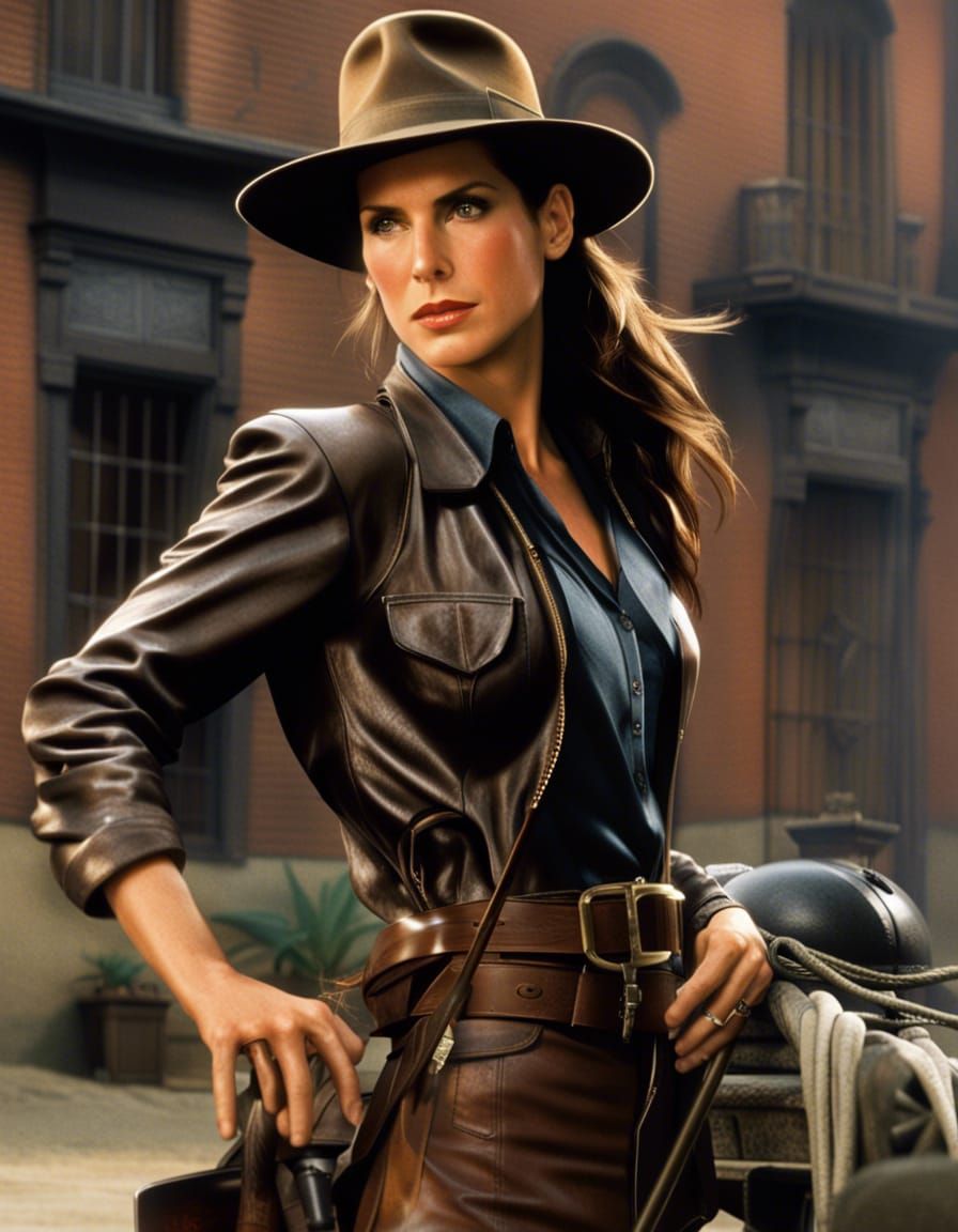 Female Indiana Jones with Fedora and Whip