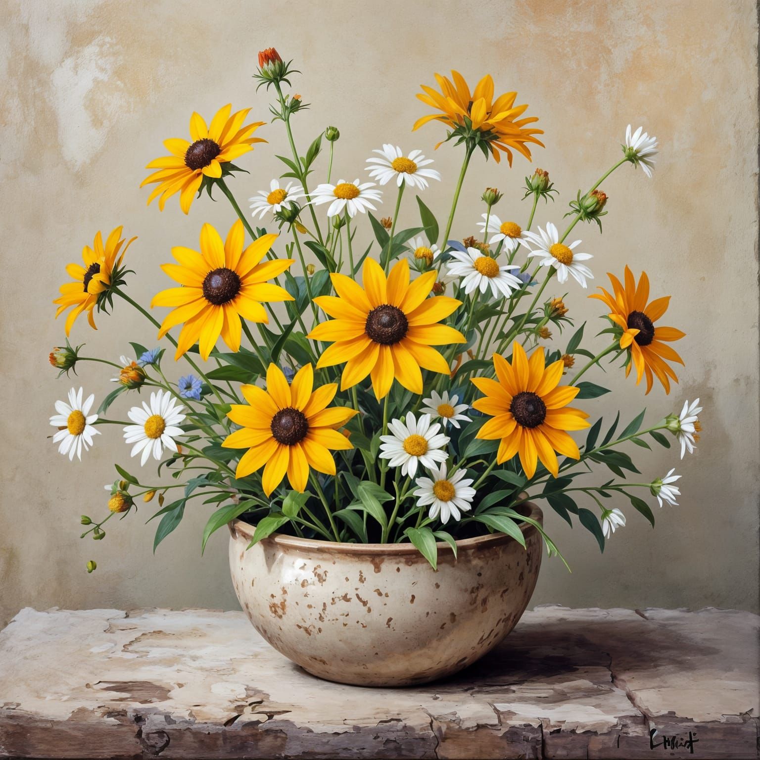 Florida Wildflower Arrangement in Round Bowl