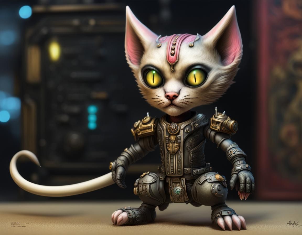 Cyberpunk Khajiit in Mark Ryden Style