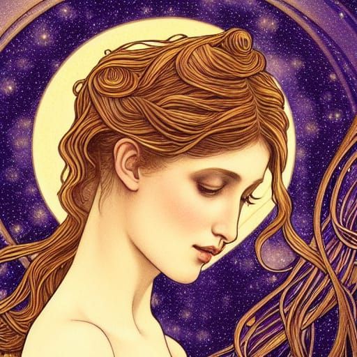 Faery Art Nouveau Woman with Astral Light