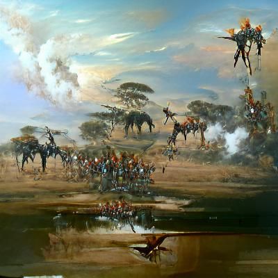 Epic African War Scene by James Gurney