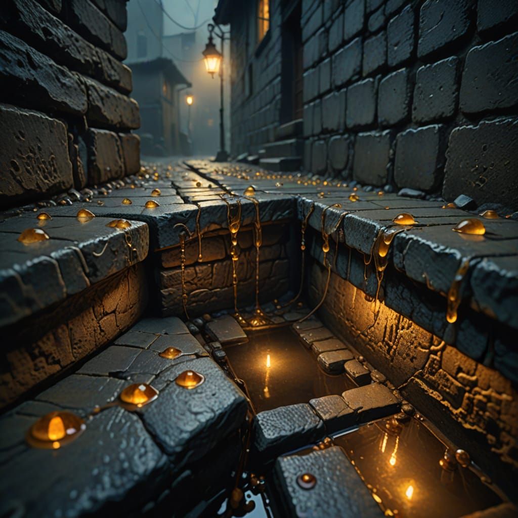 Golden Gutter Reflections in a Forgotten Shrine