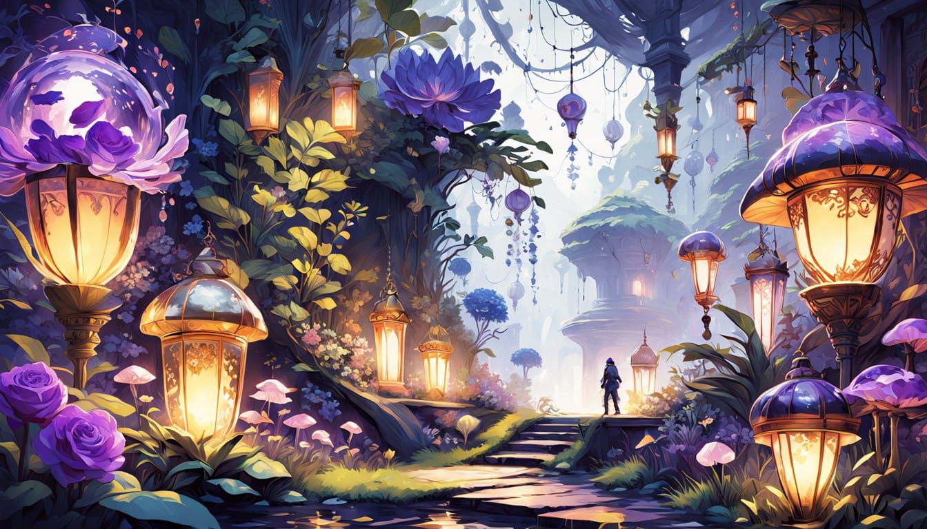 Fabulous Creatures in Dark Fantasy Landscape