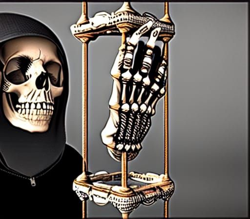 Death's Sandglass: A Macabre Digital Art Concept