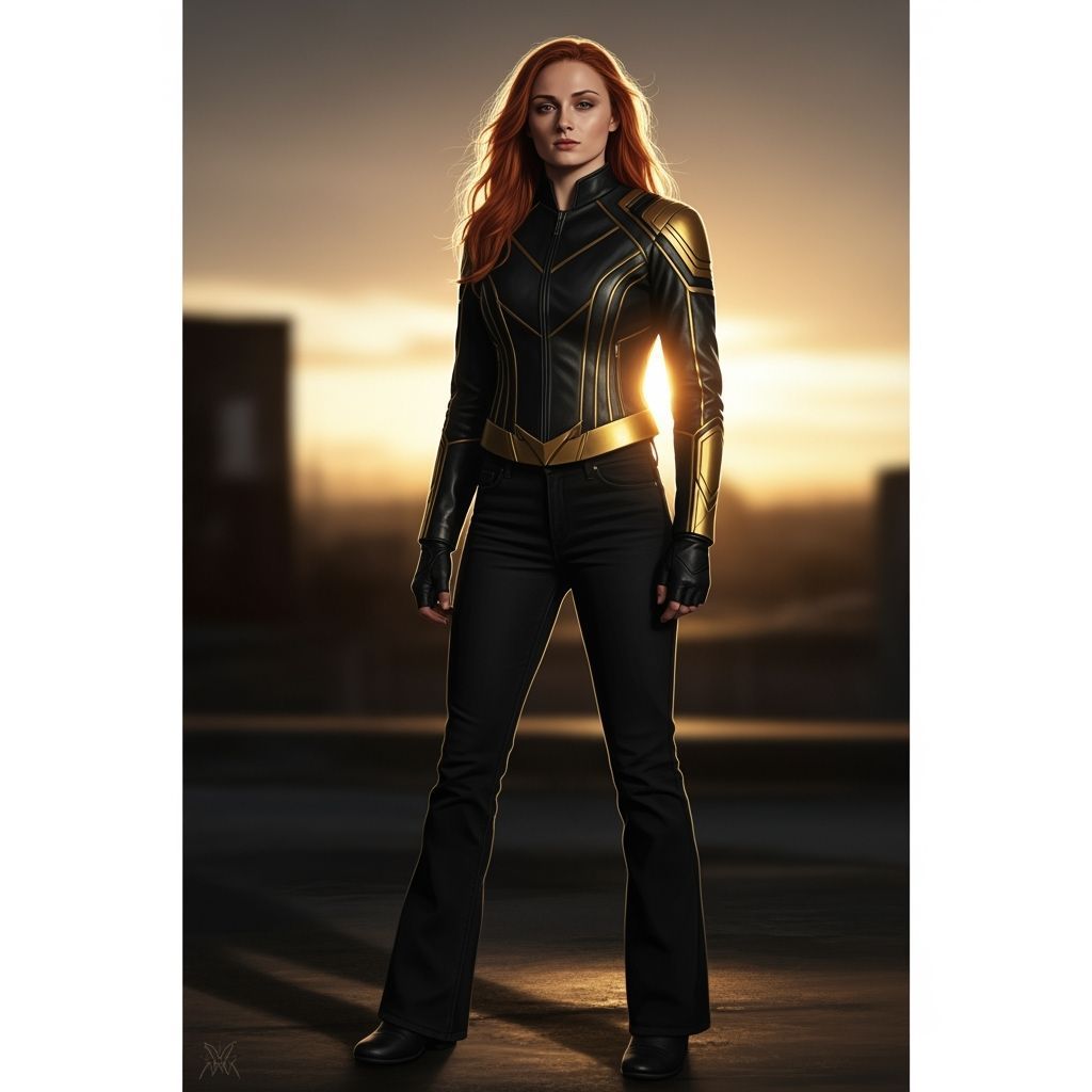 Jean Grey in Golden Hour Light, Chiaroscuro Style