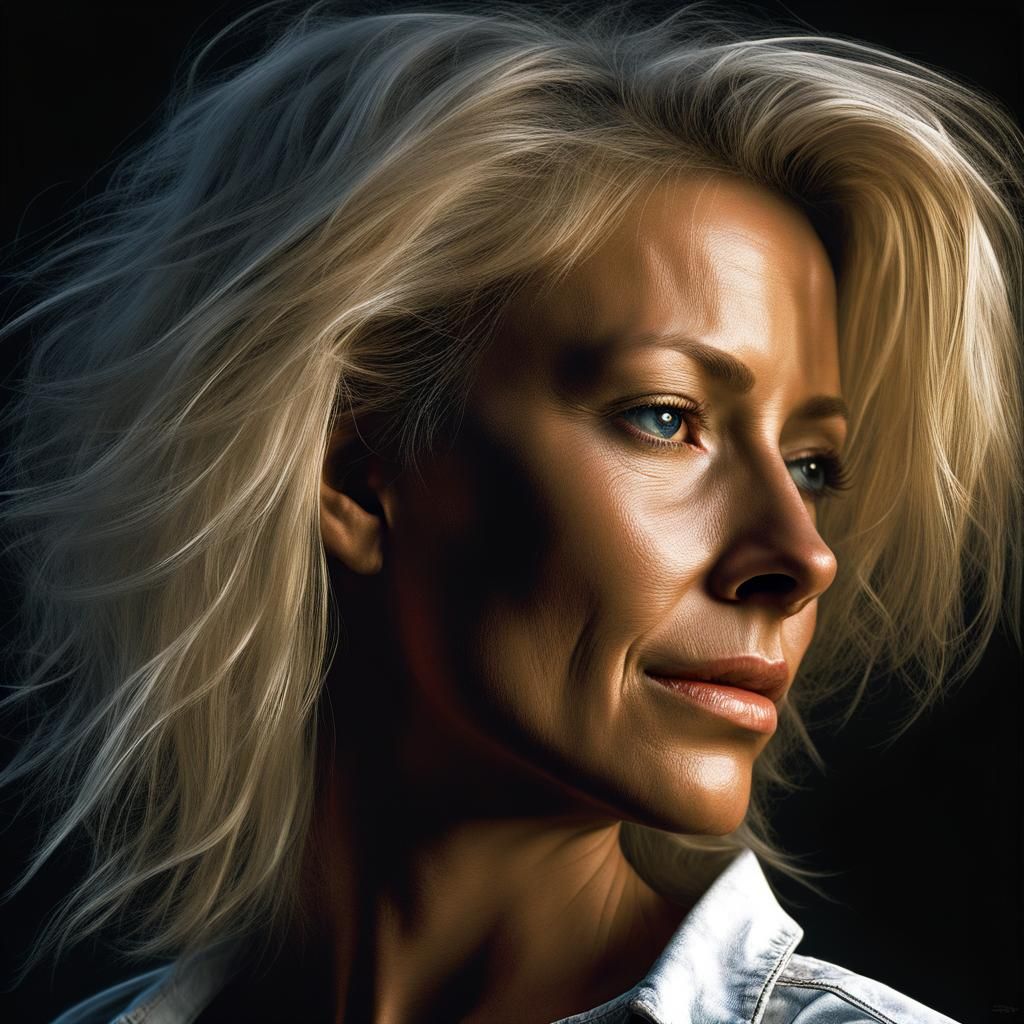 Detailed Portrait of Blonde Woman in Dark Fantasy Style