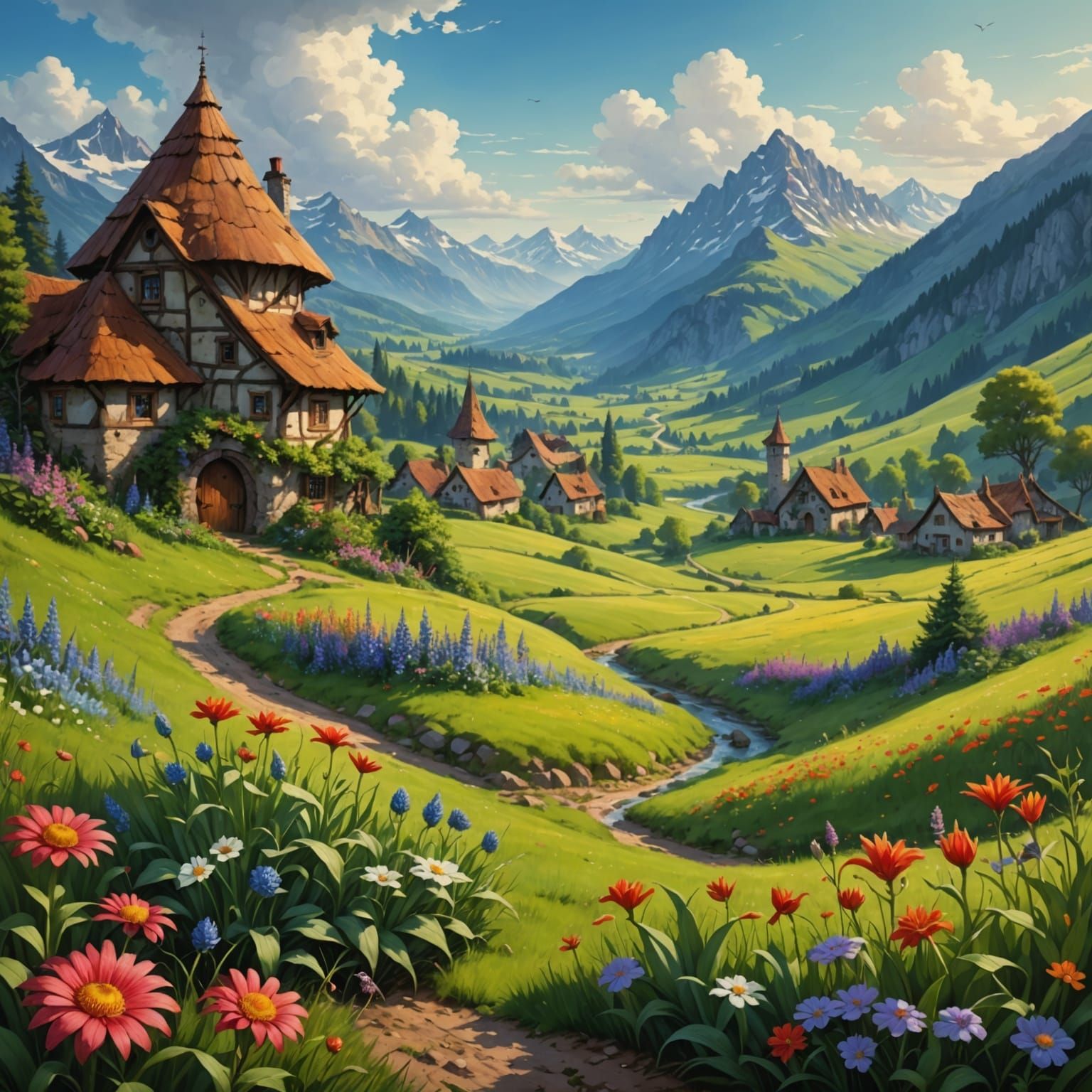 Ethereal Fantasy Valley in a Masterpiece of Art