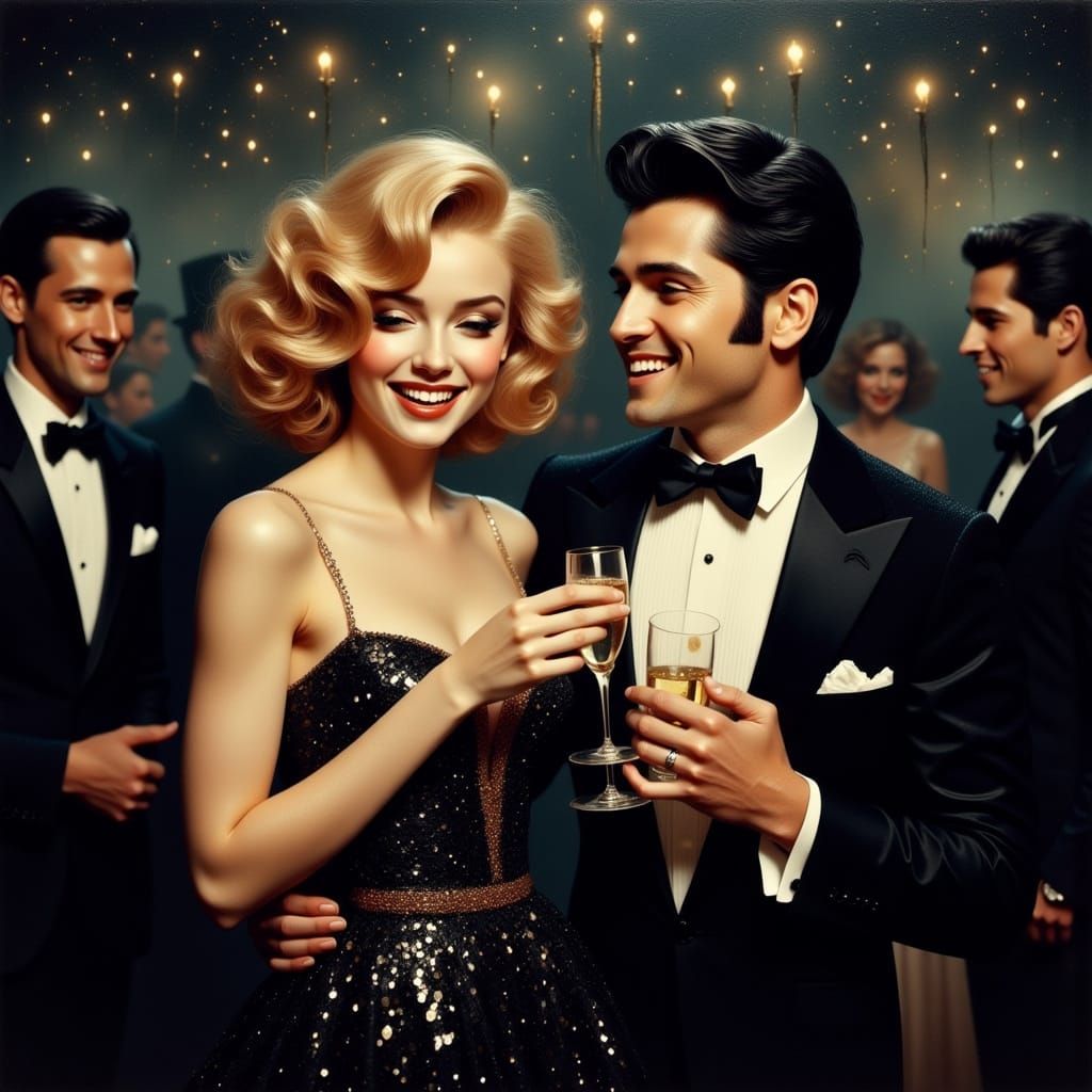 Marilyn Monroe and Elvis Presley in Golden Hollywood Glamour