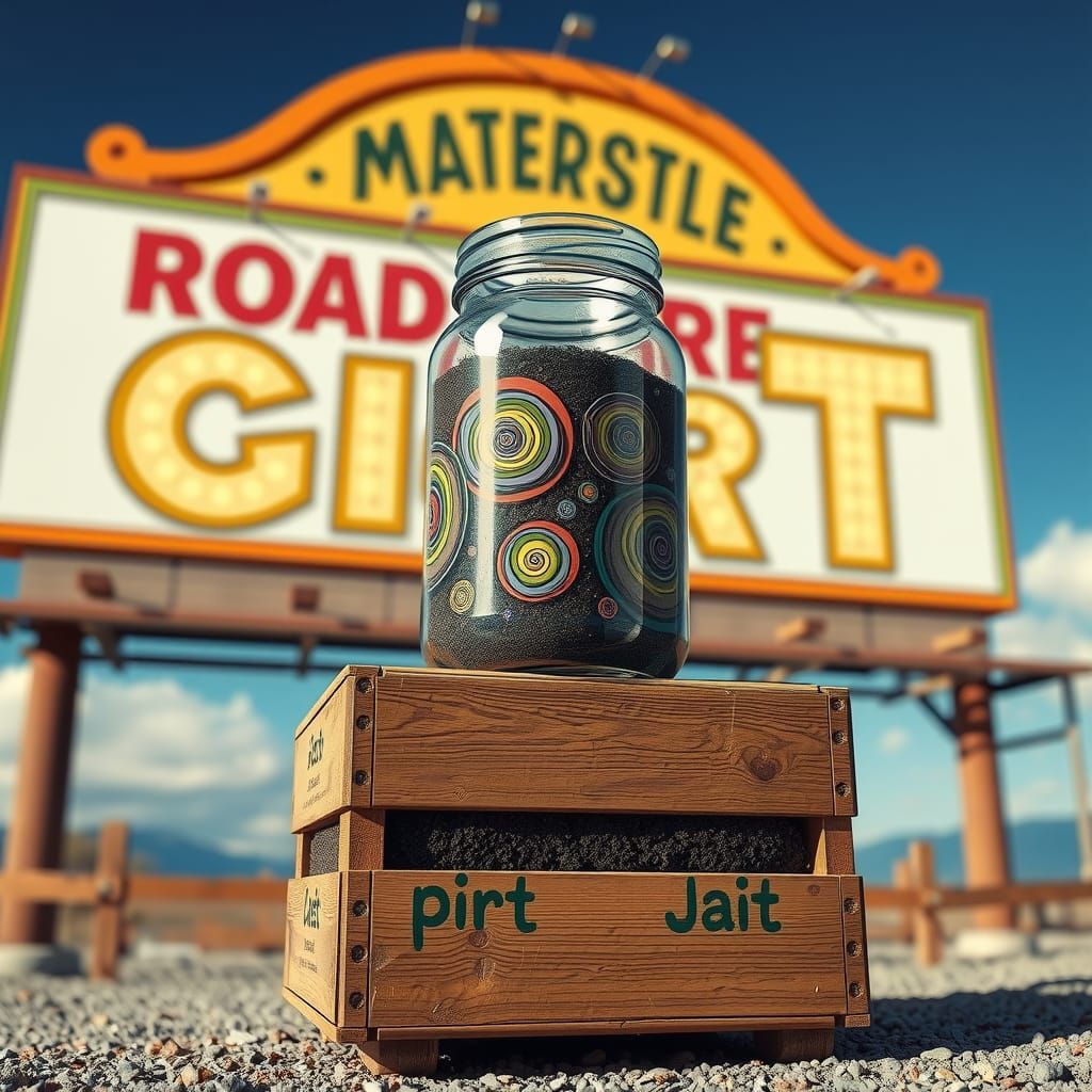 Vibrant Dirt Jar on Retro Billboard