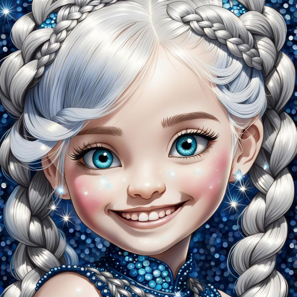 Girl with White Braid in Hyperrealistic Portrait