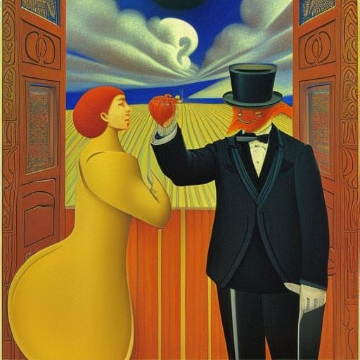 Robot Butler's Roar: A Surreal Digital Illustration