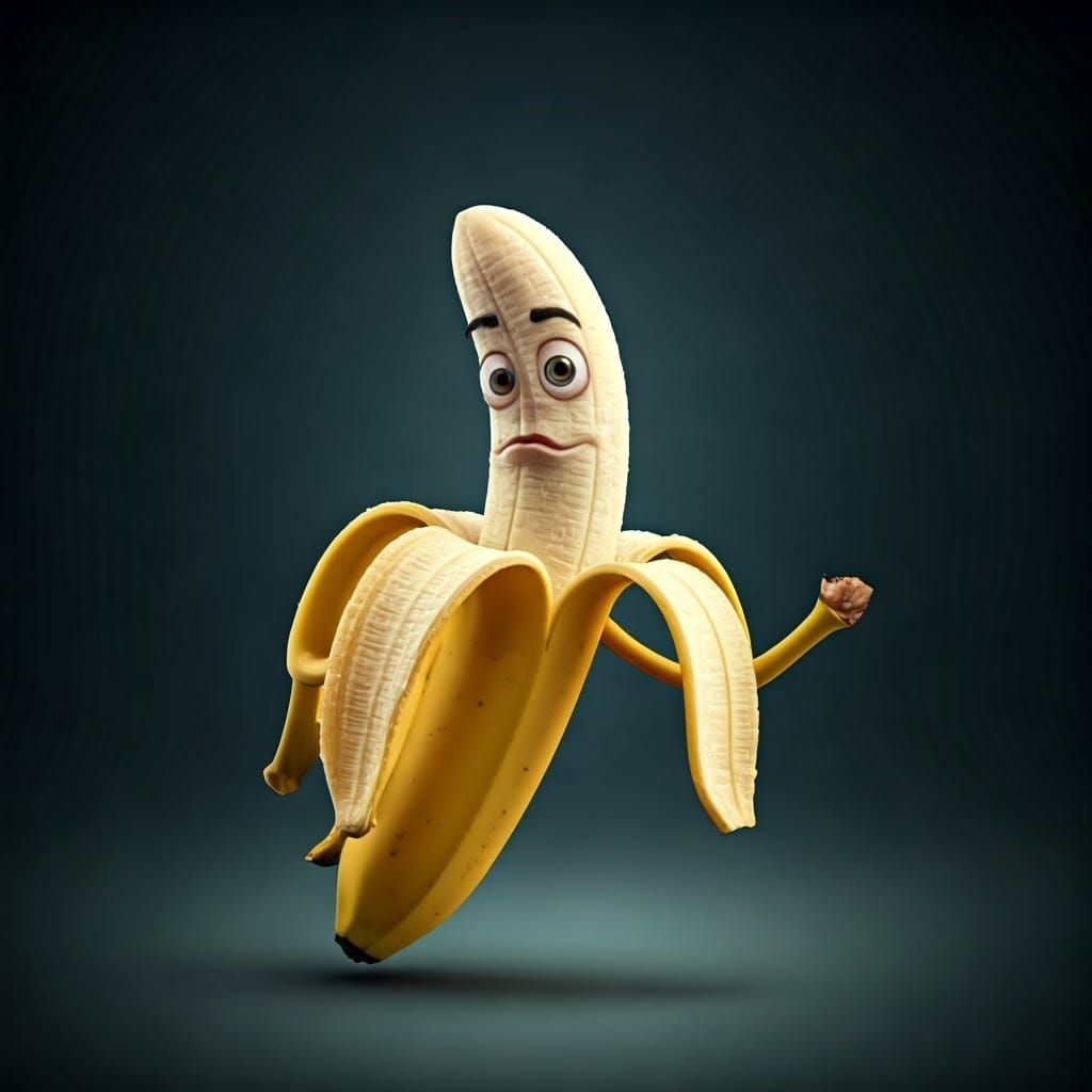 Banana Portrait Removes Its Own Peel in a Surreal Moment
