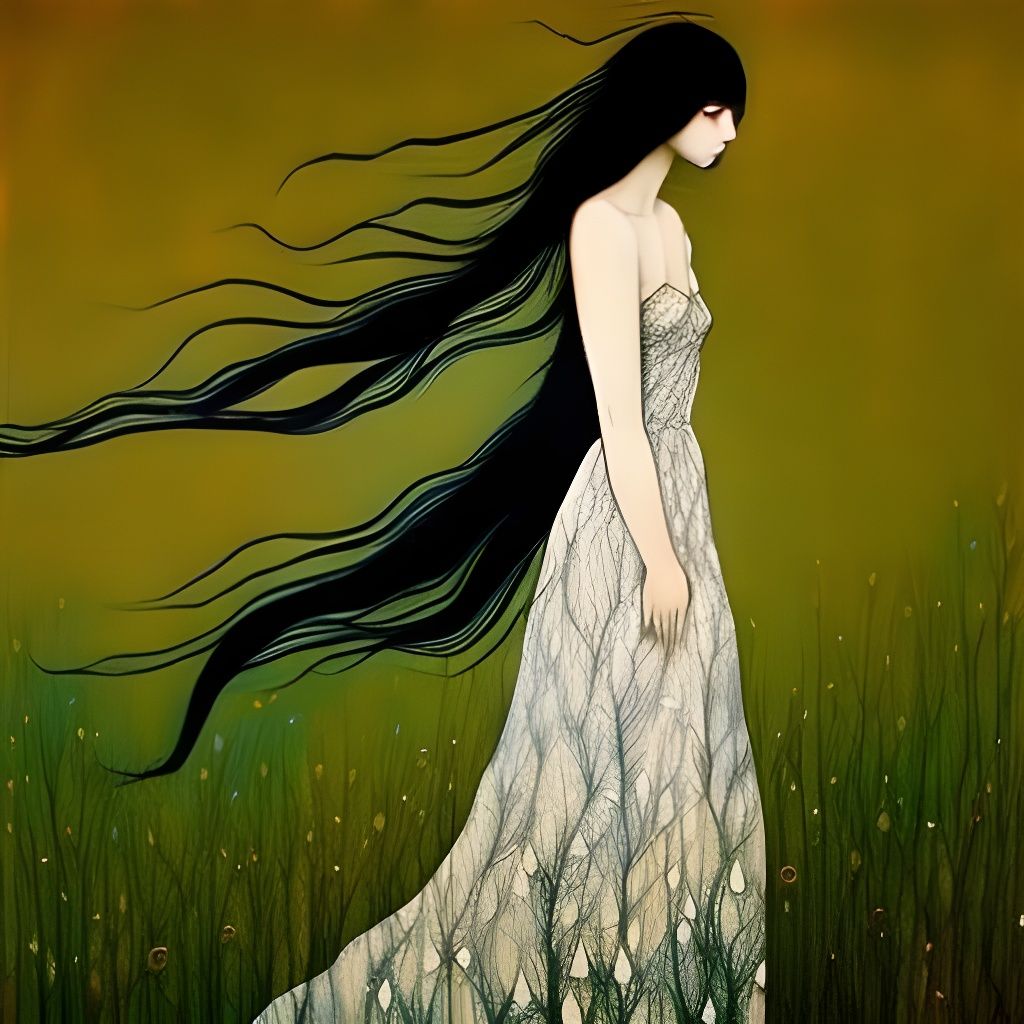 Ethereal Ghosts in Field, Painterly Style