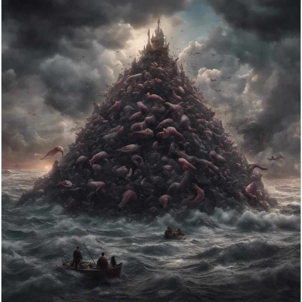 A mountain of meat rises from a sea of chowder (horror versi...