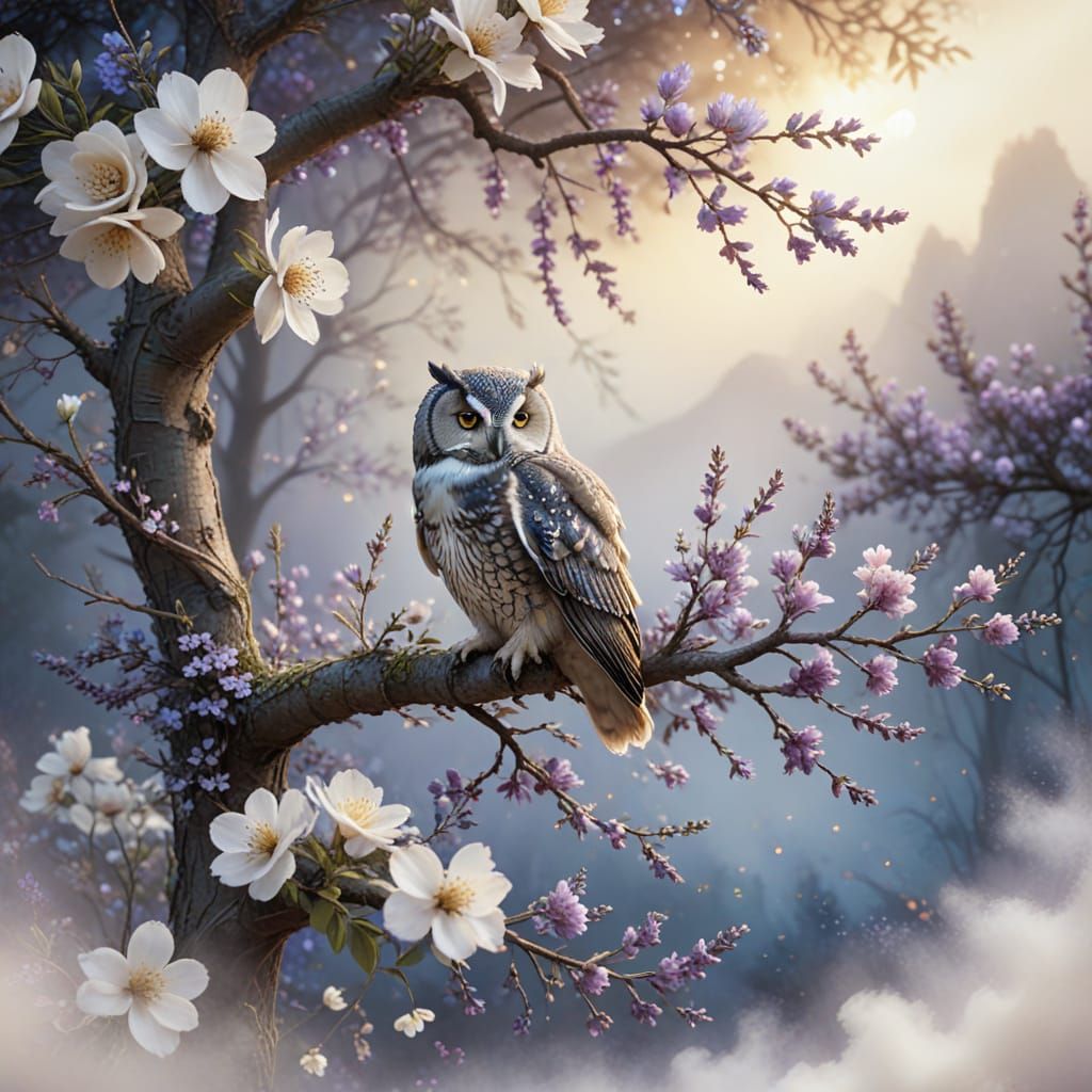 Majestic Owl in Twilight Nature Scene