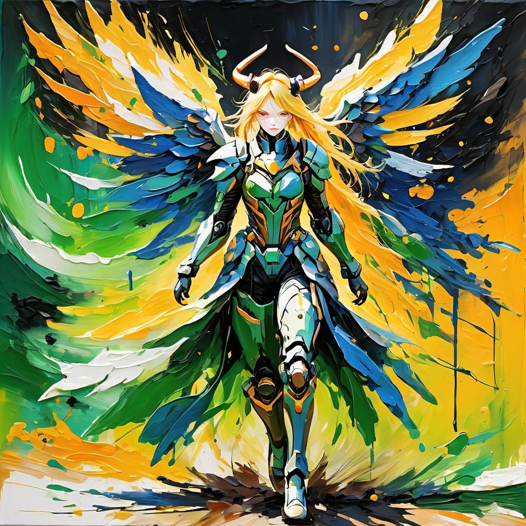 Golden Goddess in Battle Suit with Wings