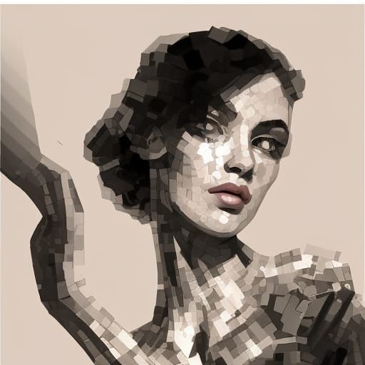 black and white mosaic woman fashion quantum metaverso Van Gogh head and shoulders portrait, 8k resolution concept art p...