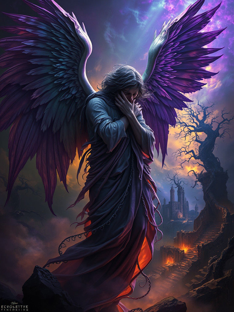 Dark Fantasy Angel in Grotesque Pose